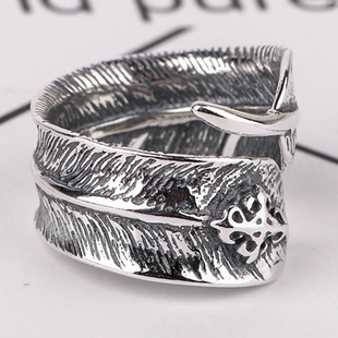 楚乔传星儿楚乔同款戒指指间刃S925羽毛十字架戒指时尚潮流