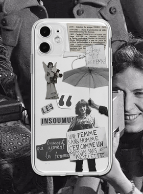 德菲因与卡罗尔反叛缪斯透明软壳全包法国女性主义运动手机壳适用13苹果12pro17maxr14iphone16xs78p15