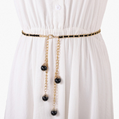 腰链女款 金属皮带裙带 时尚 细珍珠装 饰百搭配连衣裙子腰带女士韩版