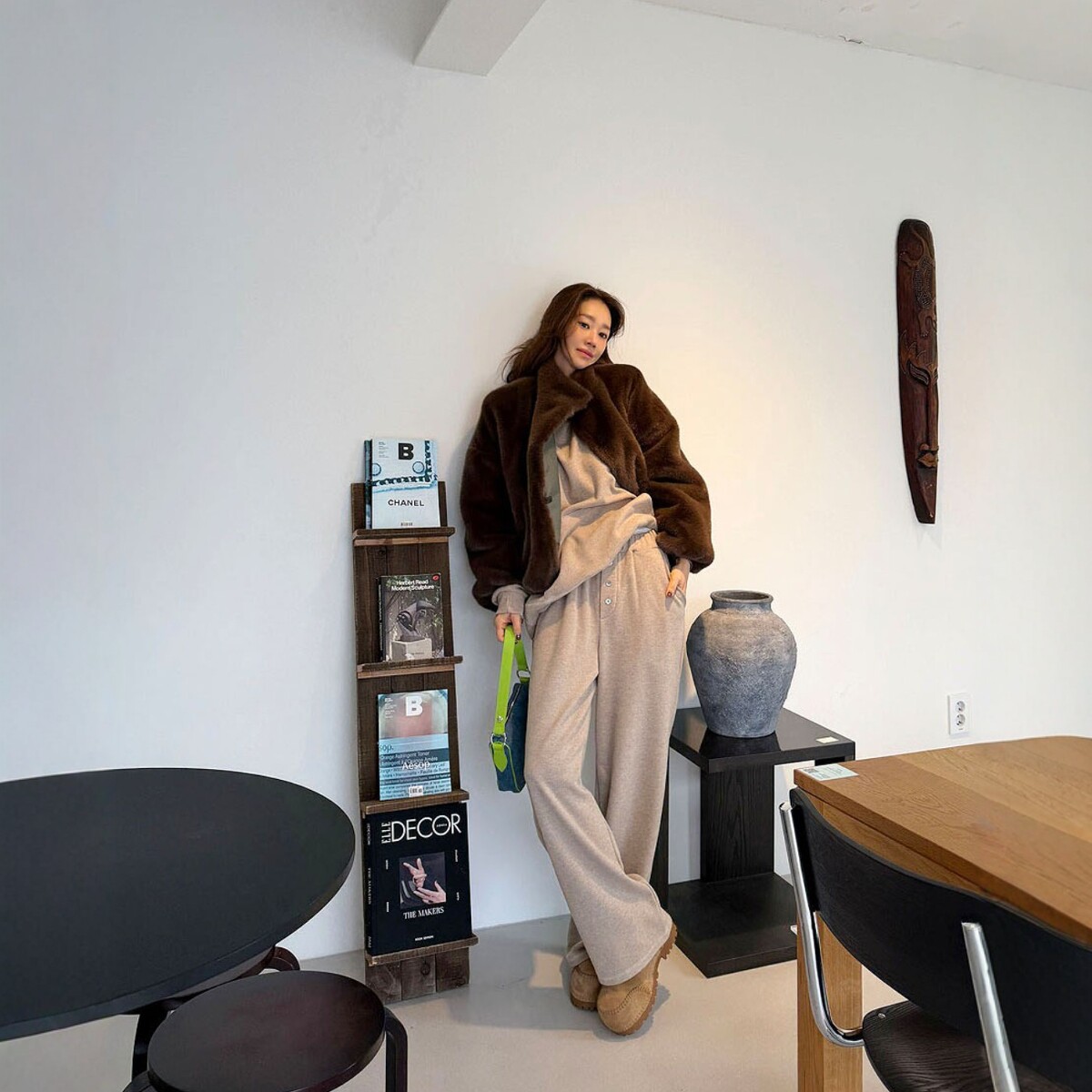 【设计师款】Haners家韩国代购女轻奢2025年冬毛绒绒正反两穿外套