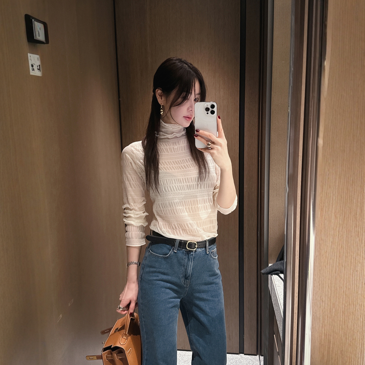 【官网自制 设计师款】Partysu韩国代购正品女25冬季高领打底t恤