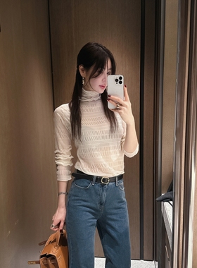 【官网自制 设计师款】Partysu韩国代购正品女25冬季高领打底t恤