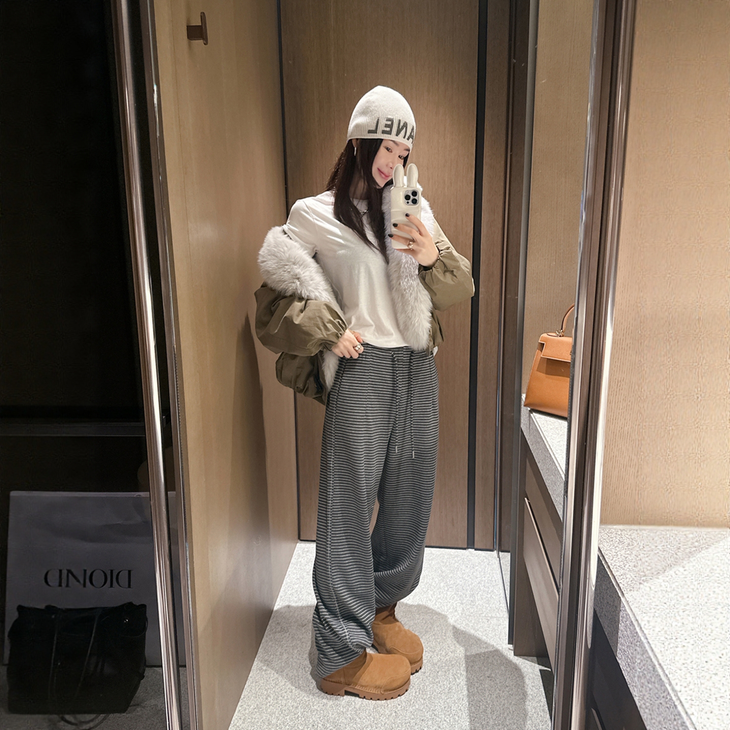 【韩国官网直邮】Partysu韩国代购正品女2025冬季条纹抽休闲裤