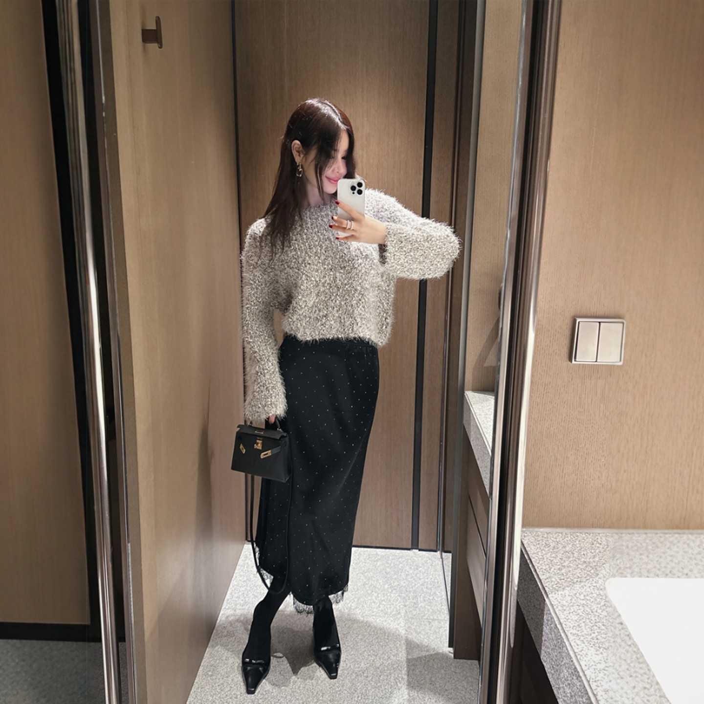 【官网自制 设计师款】Partysu韩国代购正品女25冬针织衫&半身裙