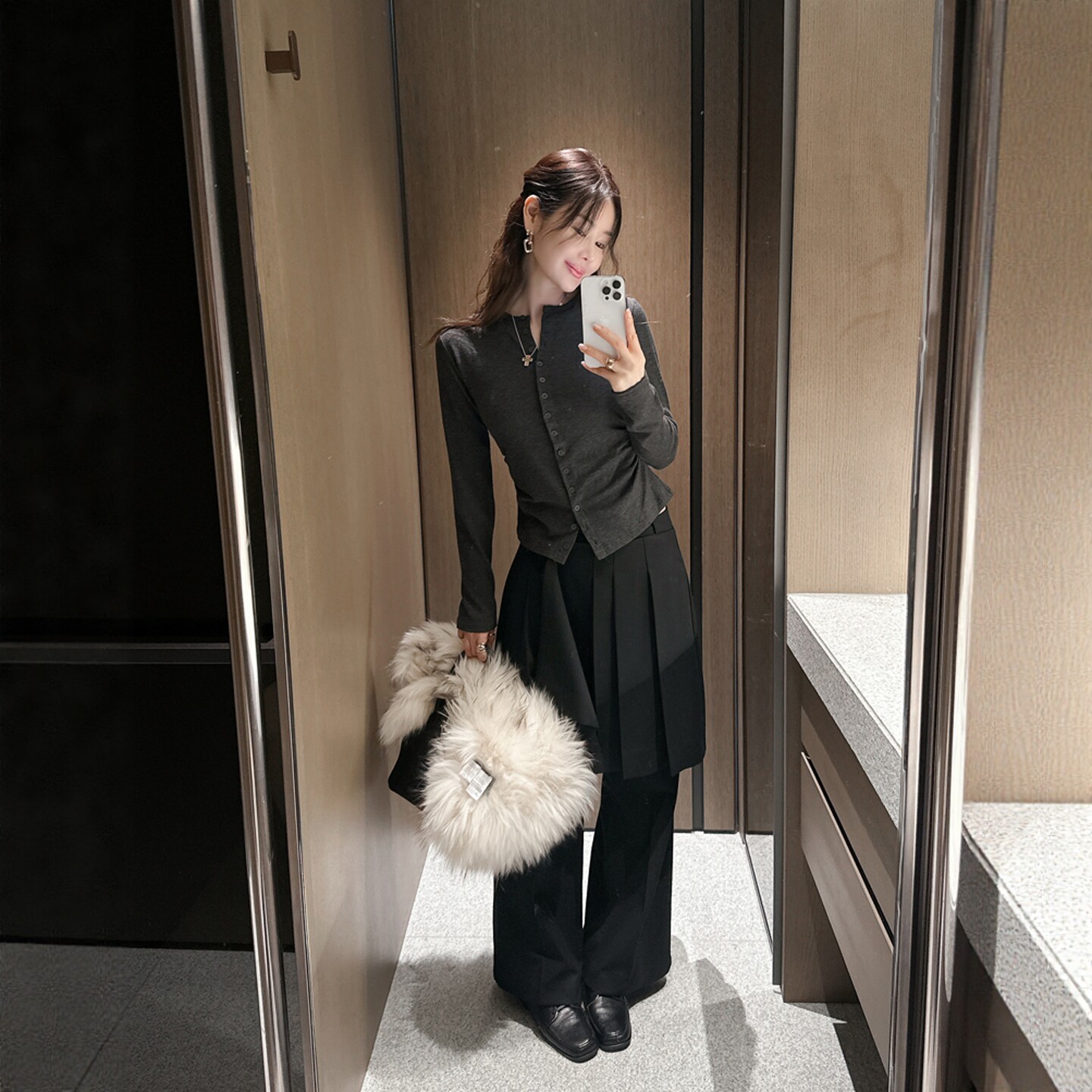 【韩国官网直邮】Partysu韩国代购正品女2025冬季裹身可拆卸裙裤