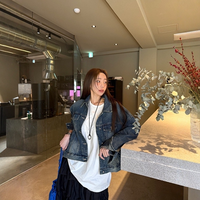 Haners家韩国代购女极简时尚2026年春夏优雅复古牛仔外套