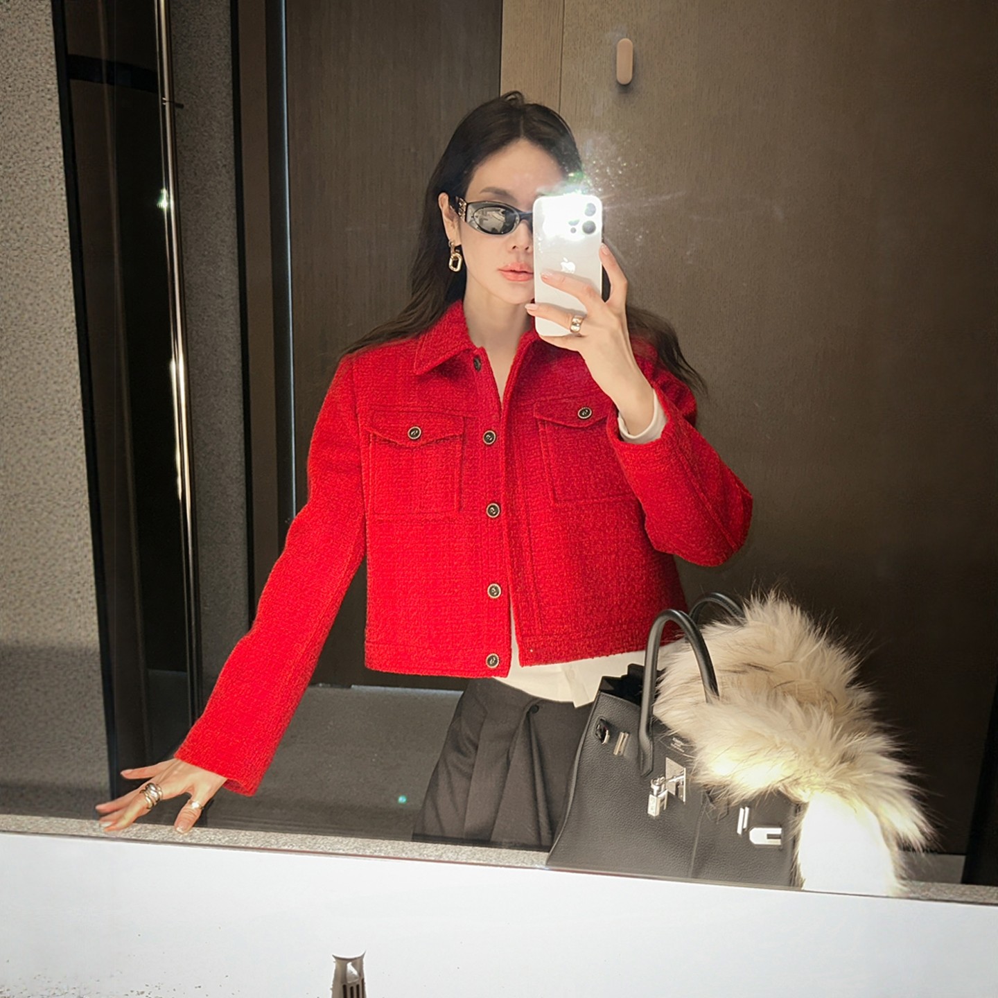 【韩国官网直邮】Partysu韩国代购正品女2025冬季短款羊毛呢夹克