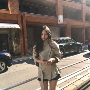 女清新优雅2026年春夏腰带风衣外套 Haners家韩国代购 设计师款