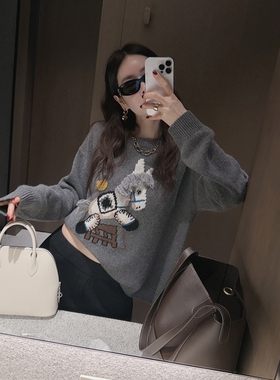 【官网自制 设计师款】Partysu韩国代购正品女25冬图案羊毛针织衫