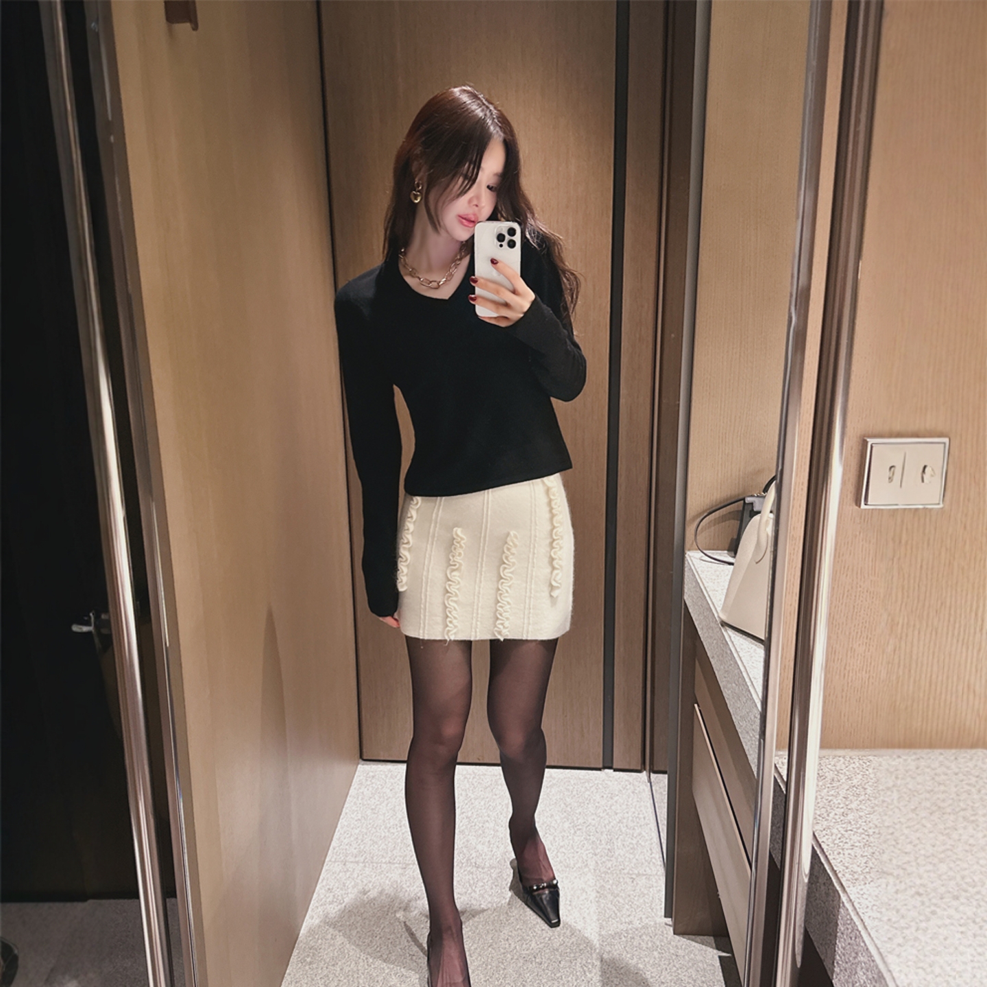 【官网自制 设计师款】Partysu韩国代购正品女25冬v领羊毛针织衫