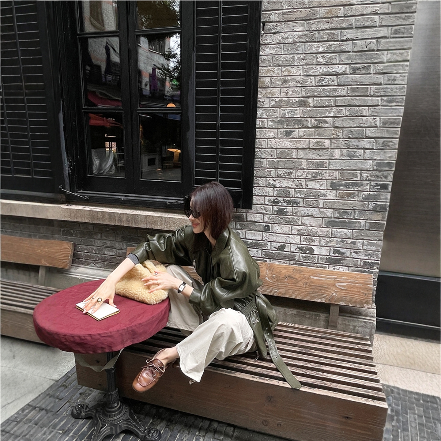 【韩国官网直邮】Partysu韩国代购正品女2025秋冬季高档腰带皮衣