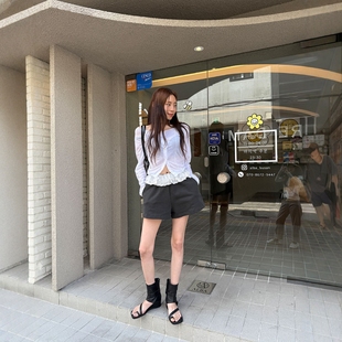 蕾丝花边阔腿短裤 Haners家韩国代购 新品 女极简时尚 2025年夏季