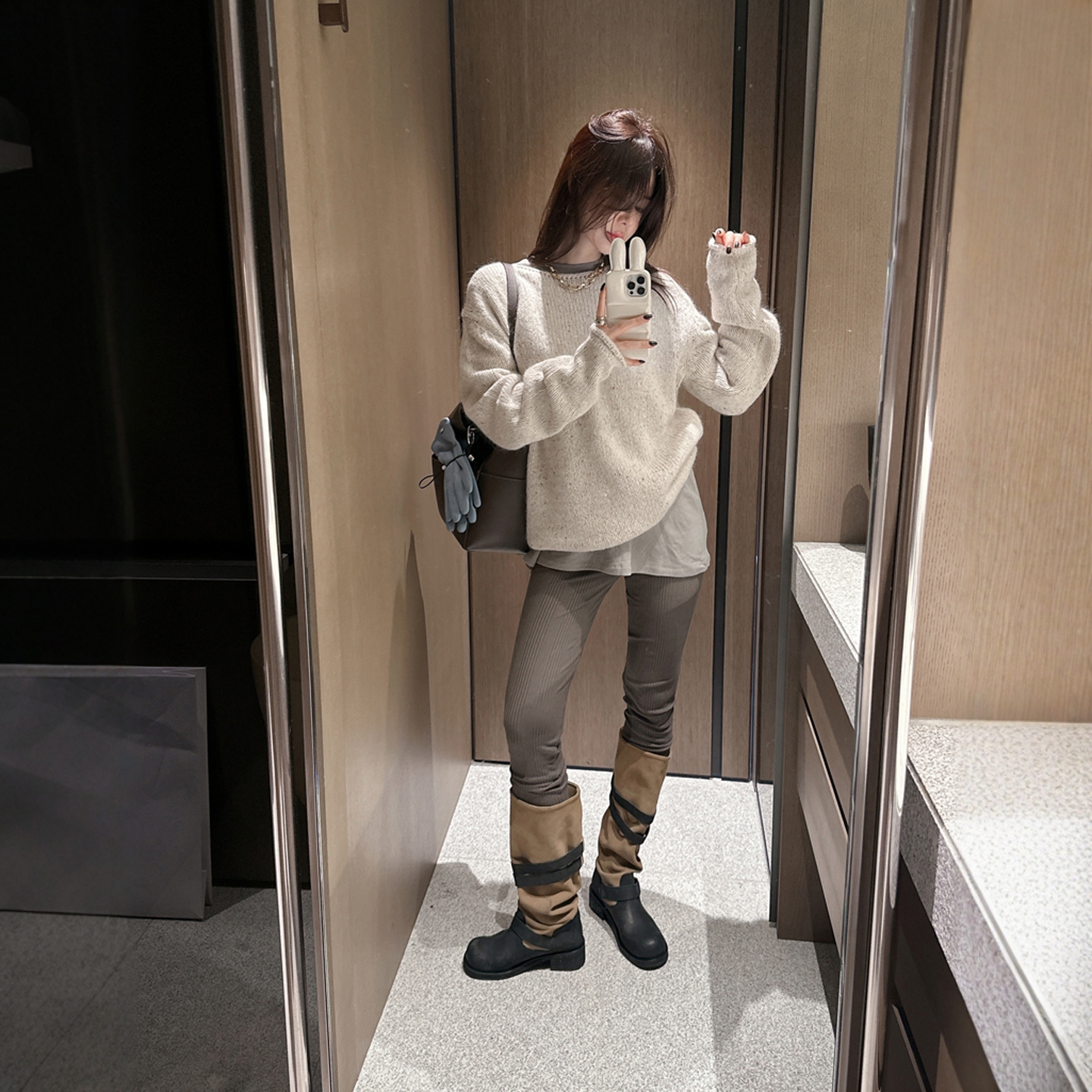 【韩国官网直邮】Partysu韩国代购正品女2025冬季百搭紧身打底裤