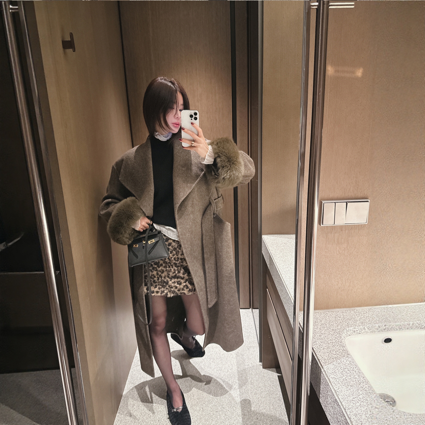 【官网自制 设计师款】Partysu韩国代购正品女2025冬优雅羊毛大衣