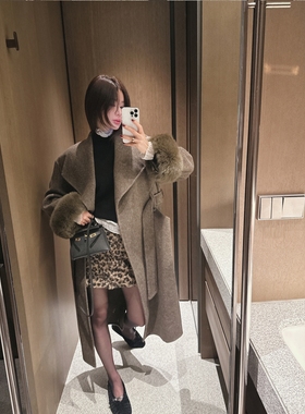 【官网自制 设计师款】Partysu韩国代购正品女2025冬优雅羊毛大衣