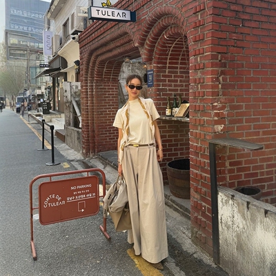 【设计师款】Haners家韩国代购女轻奢2026年夏时尚多褶休闲裤