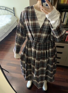 盐甜日本代购【国内现货】crisp 红蓝格子外套连衣裙柴田纱希同款