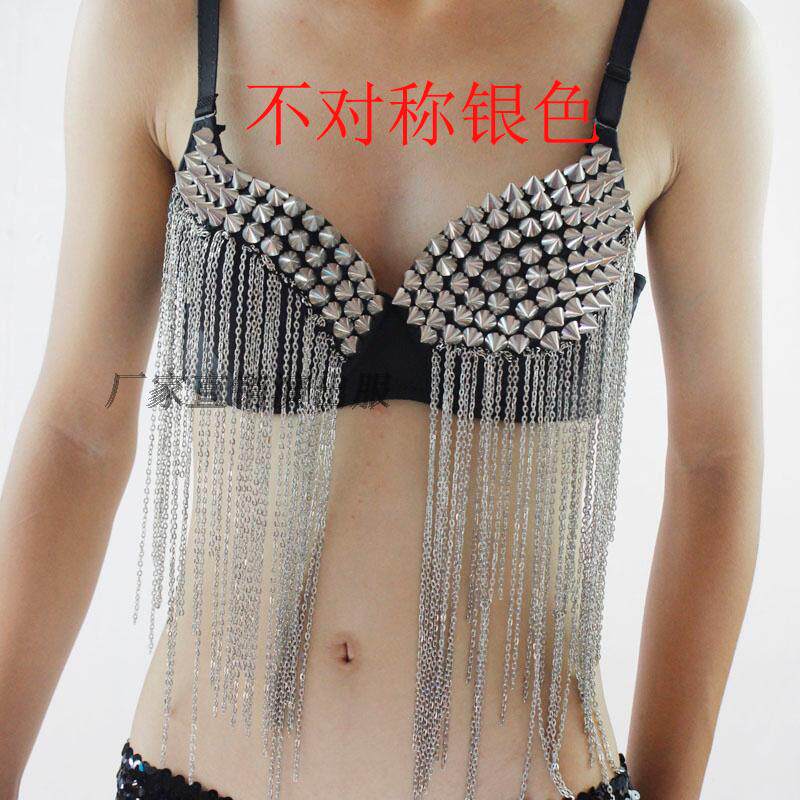 夜店DS舞台女歌手演出服钢管舞服装摄影写真性感文胸柳丁链子内衣