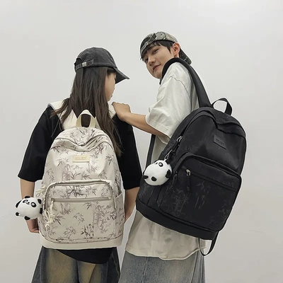 高颜值中国风双肩包大容量初中高中生书包简约百搭休闲扎染背包