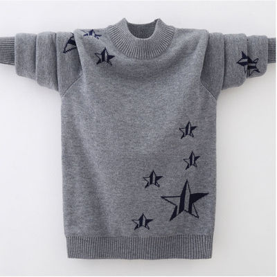 儿童毛衣男童加绒加厚圆领童装中大童羊毛衫儿童针织秋冬小孩毛衫