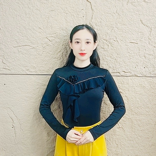 欢舞阁吉特巴摩登交谊舞气质圆领加绒长袖 广场舞女上衣服A0820