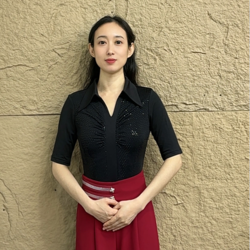 欢舞阁摩登双人舞吉特巴广场舞时尚气质女士翻领短袖舞衣A0915