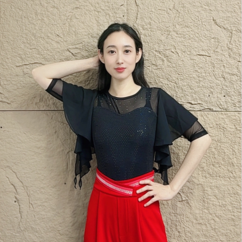 欢舞阁摩登双人舞吉特巴广场舞时尚气质女士圆领短袖舞衣A0919