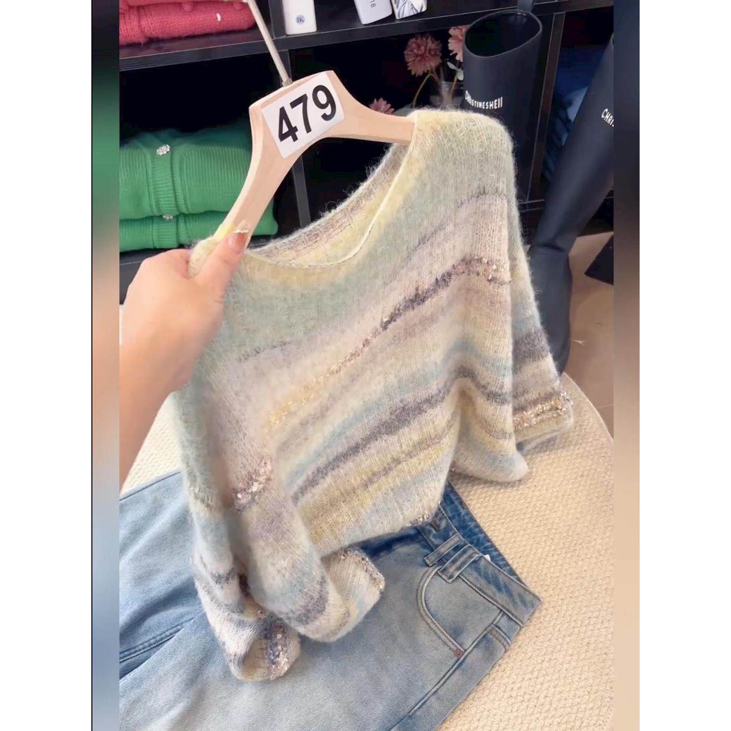 春秋新款宽松松弛慵懒风长袖毛衣