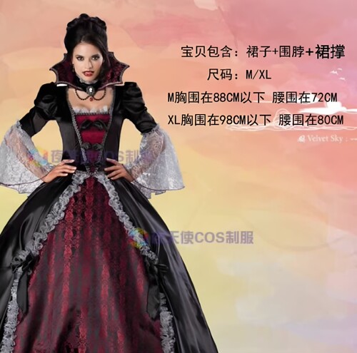 New Game Uniform Gothic Vampire Dress Halloween Queen Dress