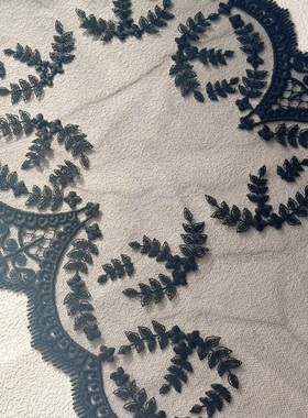 黑色双边定位弹力宫廷风水溶花边花边花朵蕾丝