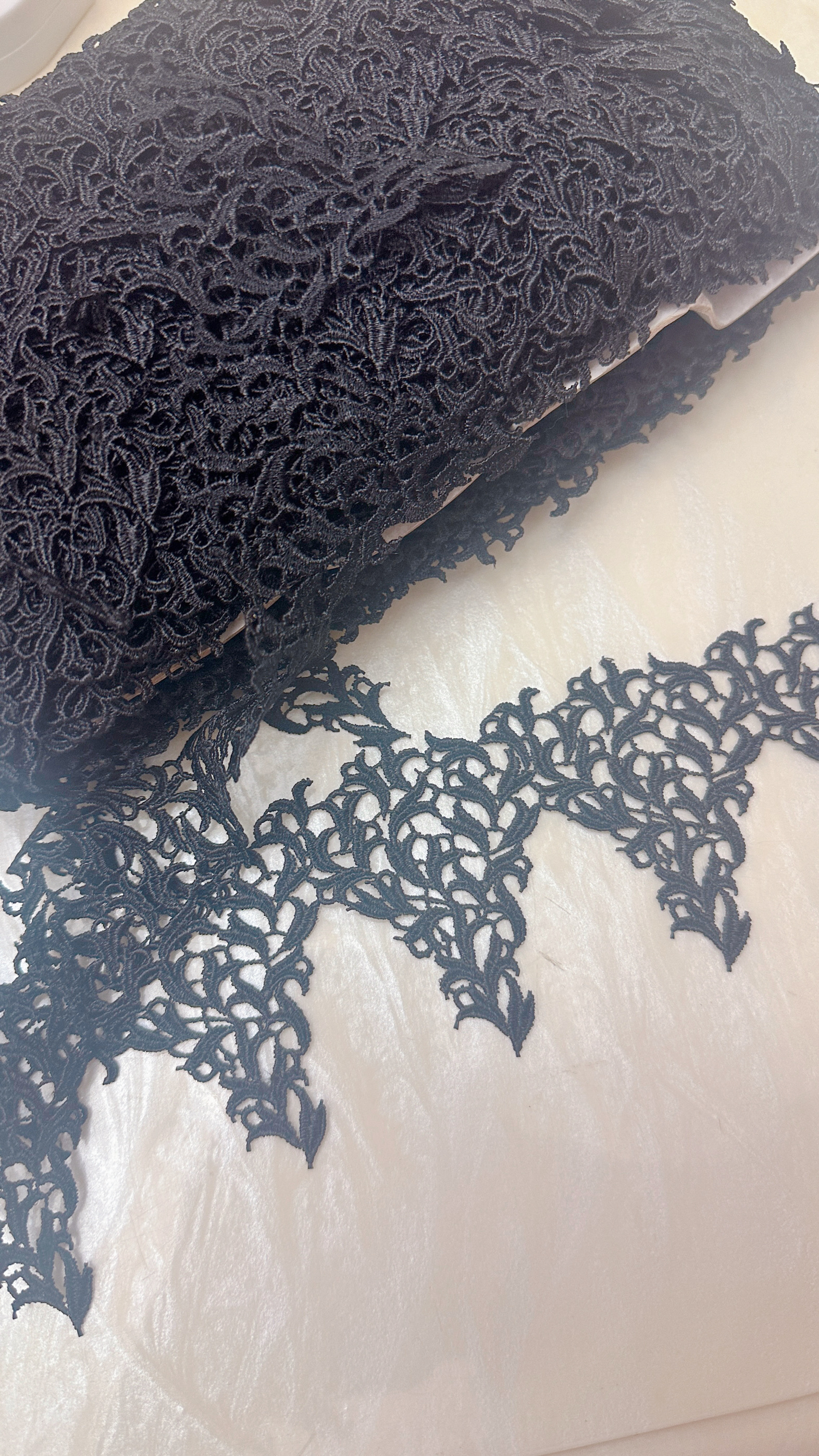 日单黑色水溶花边双边项链材料花朵蕾丝花边面料