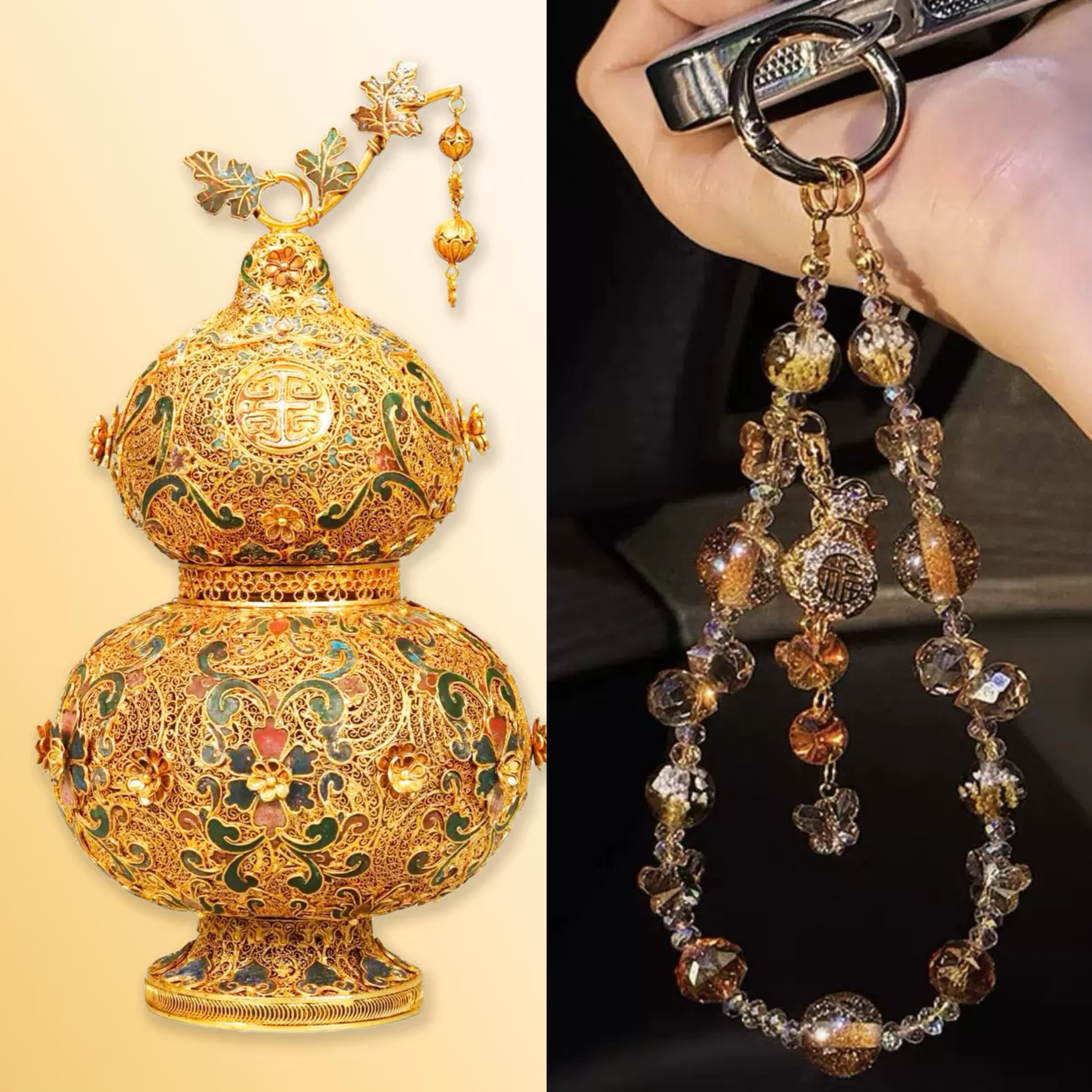 爆闪金色手机挂绳手机链