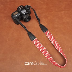 照相机背带 cam 单反数码 红白格调通用型 微单摄影肩带cam8774