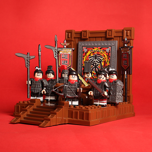 古代士兵人仔大秦帝国秦始皇文官将士战车兵马俑男孩拼装积木玩具