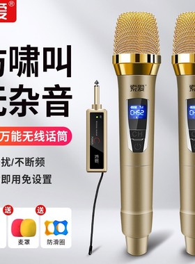索爱 MD2金属万能无线话筒专业电视K歌专用MD3麦克风接收器一拖二