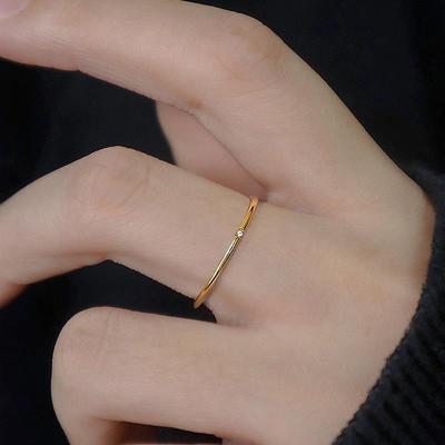 极细!不掉色戒指女轻奢高级感18K小众设计2025新款爆款素圈指环