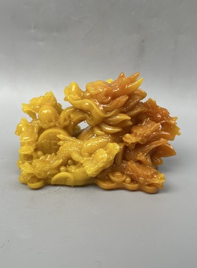 树脂仿寿山九龙戏珠客厅玄关办公室饰品家居摆件