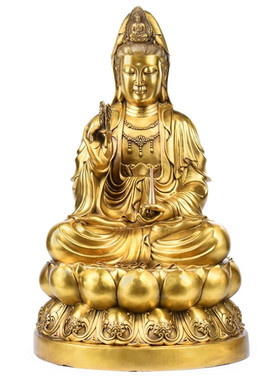 黄铜工艺品黄铜观音摆件 柳枝观音黄铜像观音菩萨黄铜器