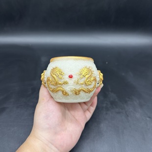 树脂八卦办公室开业新款夜光双龙戏珠碗家居摆件玄关客厅摆件