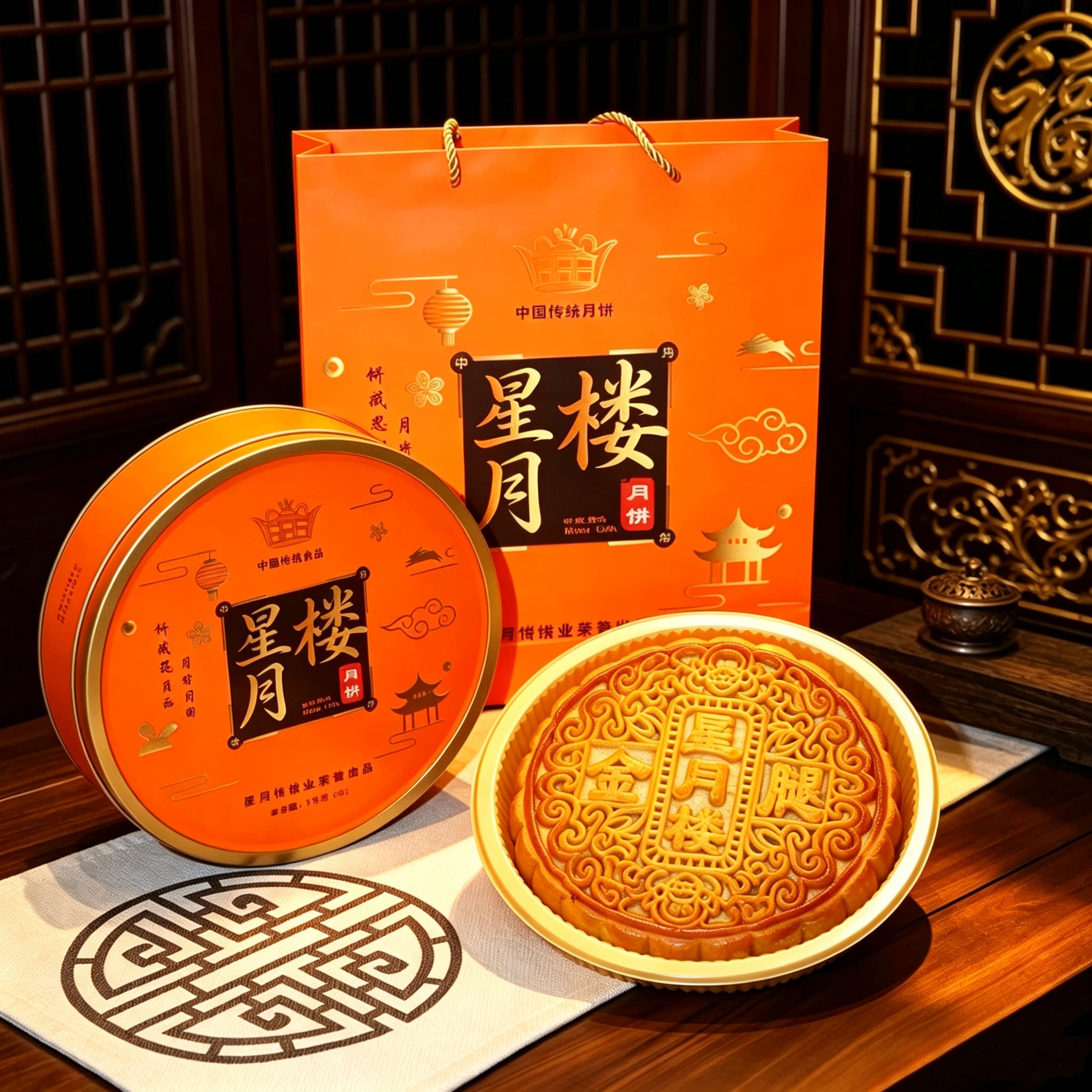 化州月饼伍仁金腿蛋黄广式拖罗饼七星伴月广式月饼中秋节送礼礼盒