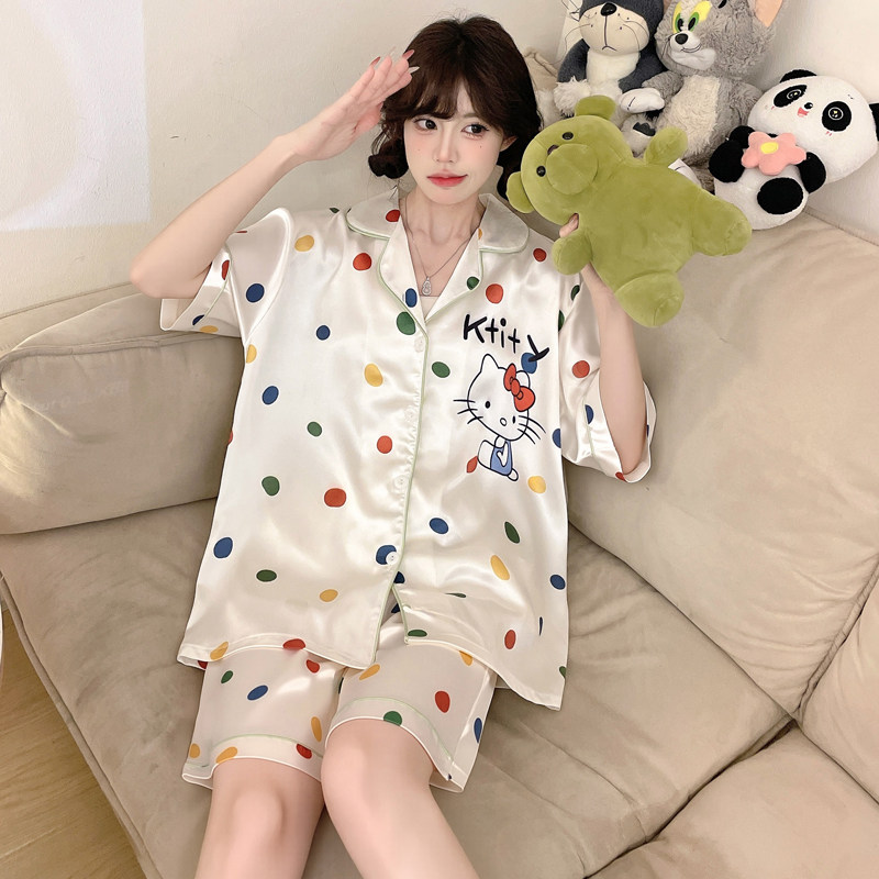 女童公主夏天薄款冰丝短袖睡衣2026新款中大童女孩少女初中生套装
