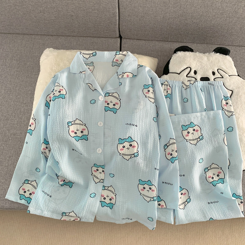 亲子女童春秋薄款睡衣长袖泡泡棉