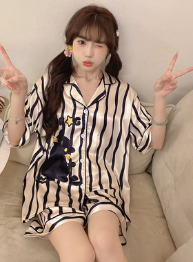 儿童冰丝睡衣女孩2025新款夏季薄款初中生少女风女童透气两件套装