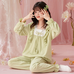 小女孩睡衣春秋纯棉甜美公主中大儿童母女薄款长袖2024新款家居服