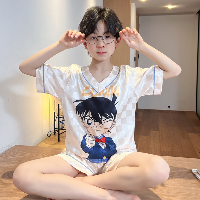 男童睡衣夏季2025新款冰丝薄款儿童男孩夏款青少年空调夏天家居服