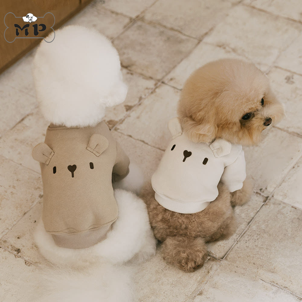 韩代宠物秋冬拉绒可爱熊耳朵卫衣