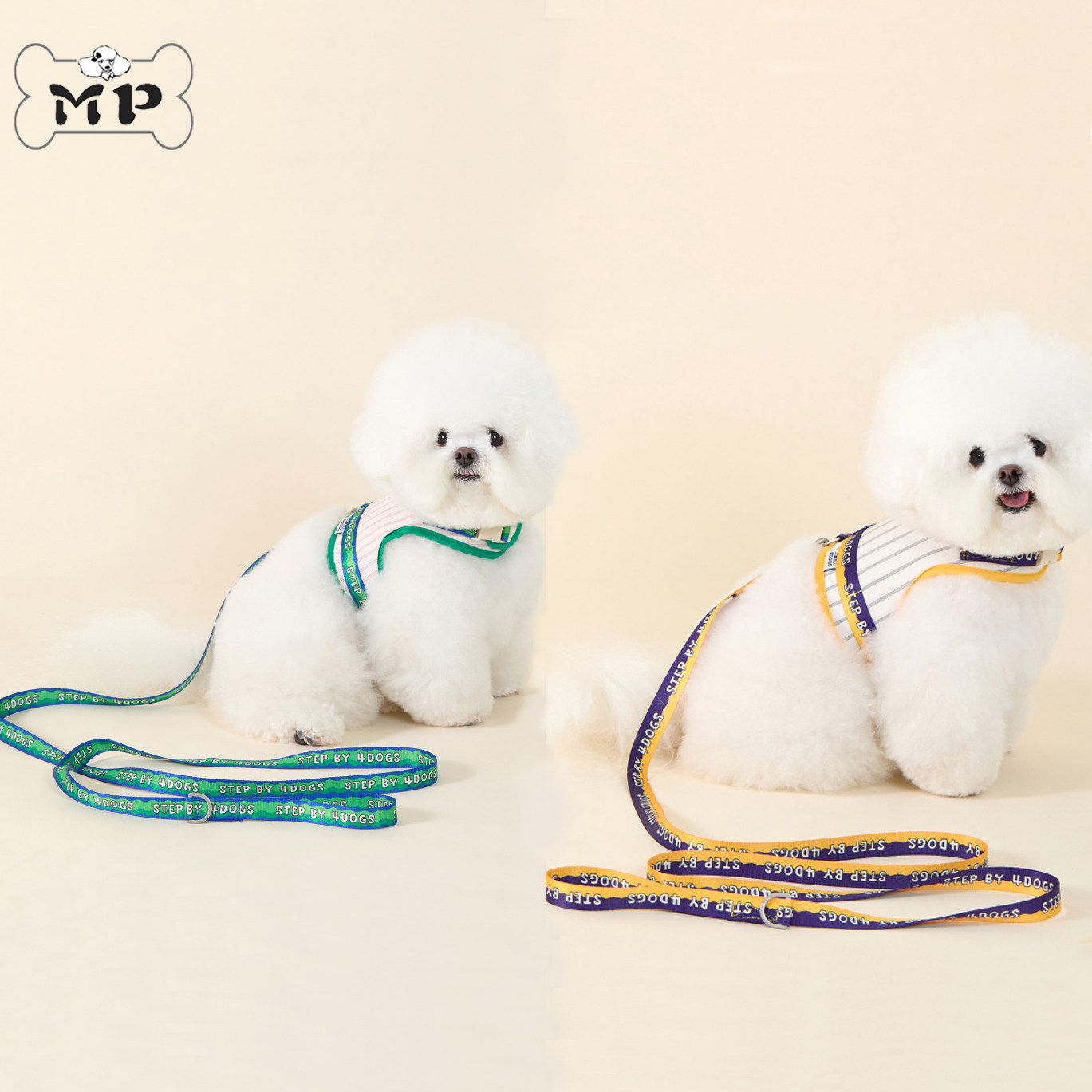 『Memory Pet』韩国代购4dogs宠物网眼透气舒适条纹胸背牵引绳