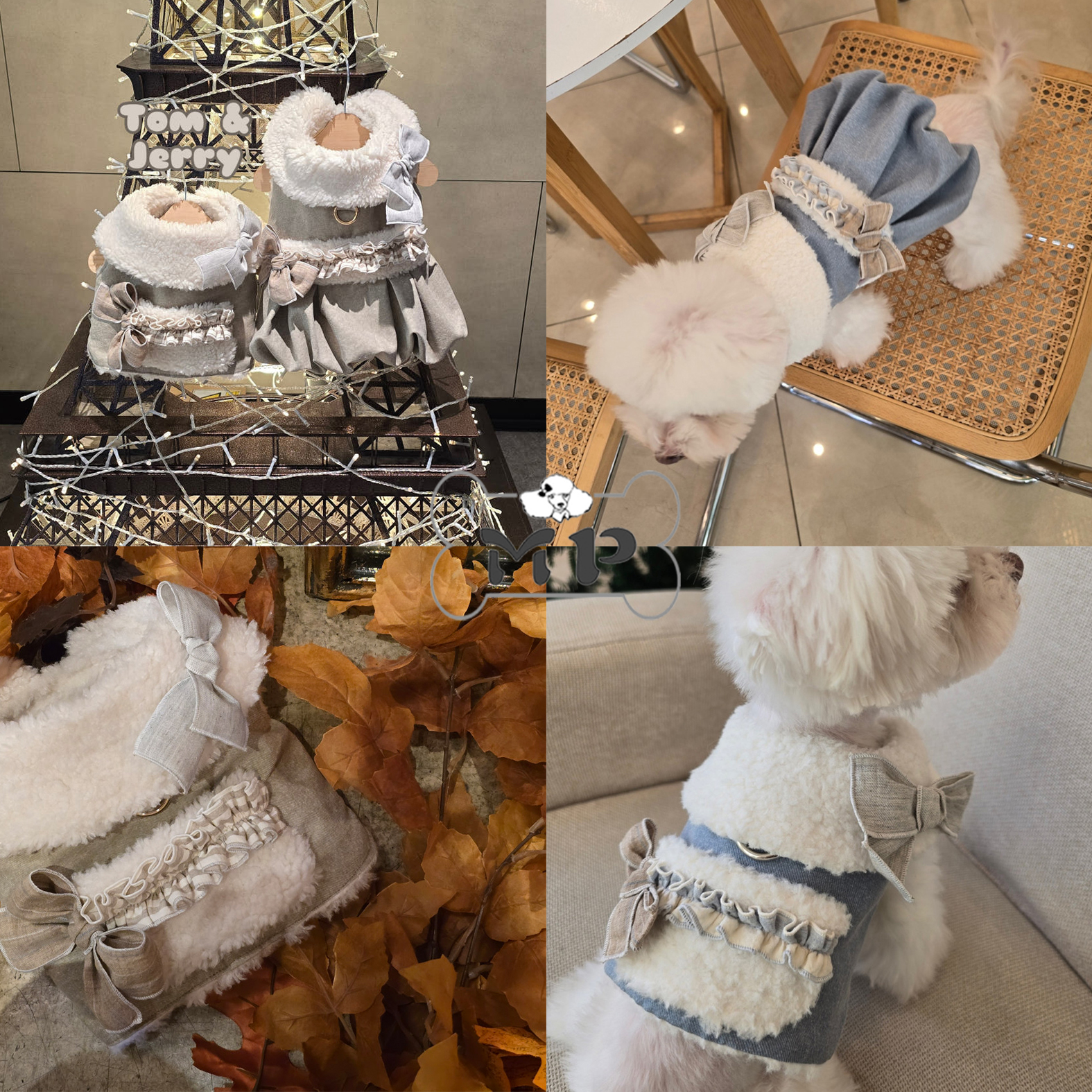 韩代宠物秋冬加绒蝴蝶结情侣胸背