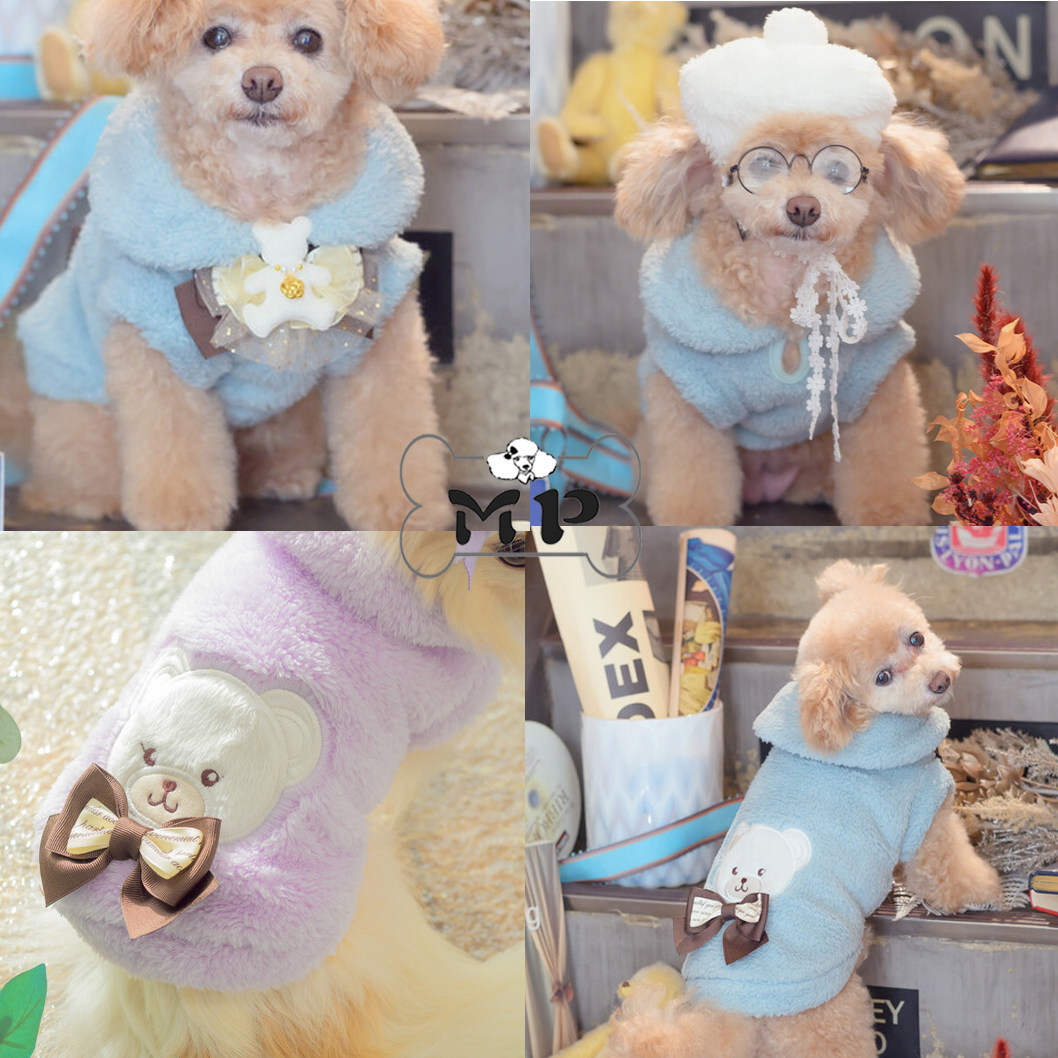 韩代宠物冬季摇粒绒小熊套头上衣