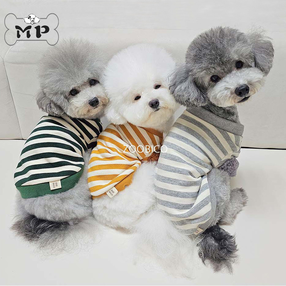 韩代宠物可爱毛绒补丁条纹棉开衫